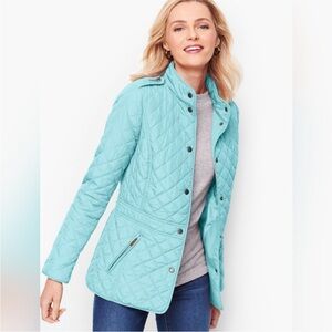 Talbots Women's Quilted Jacket in Light Aqua Blue